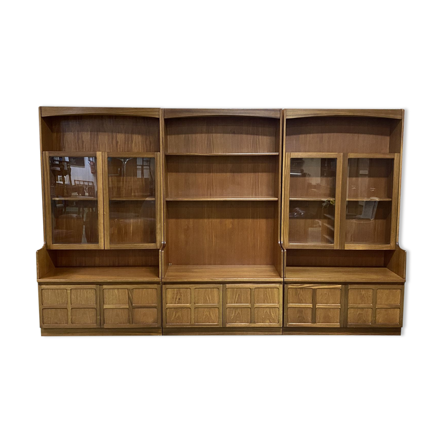 English library in 3 modules from the 1980s in teak
