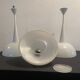 Lot de 3 lampes metal et verre holophane design année 70