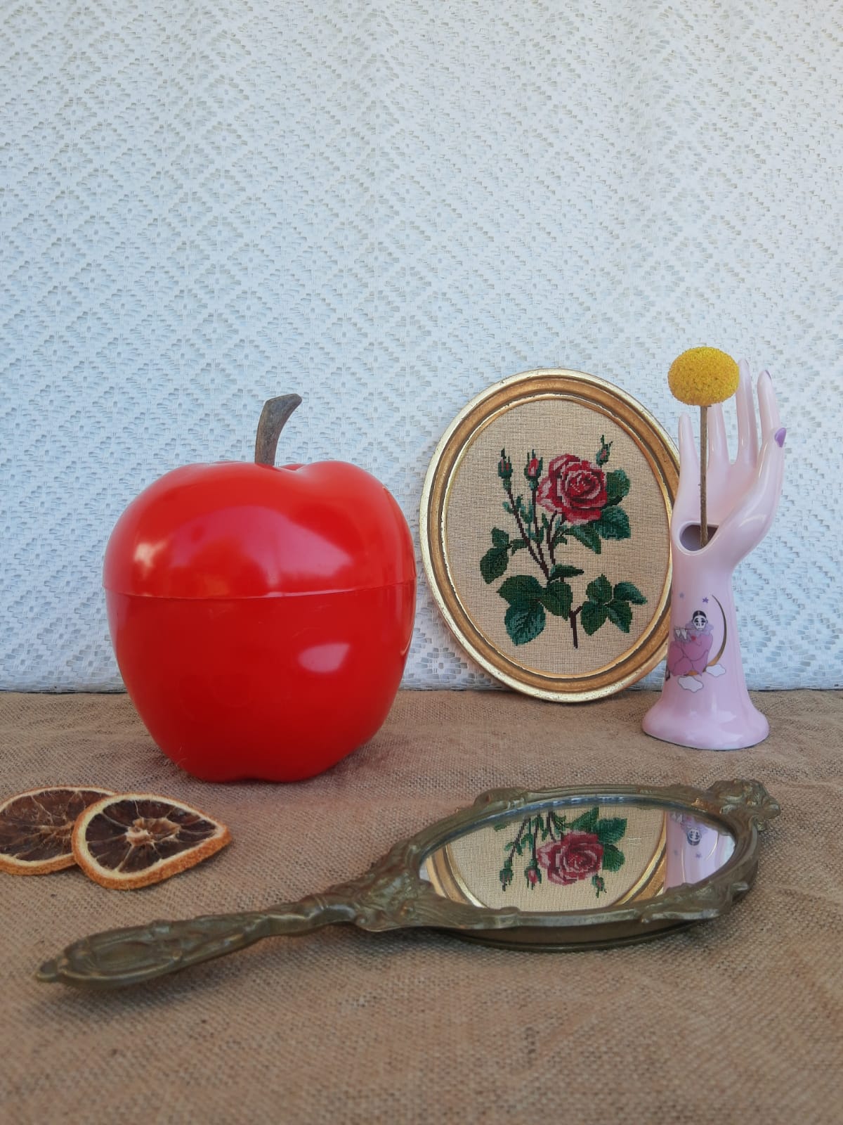 Seau pomme à glacons rouge vintage