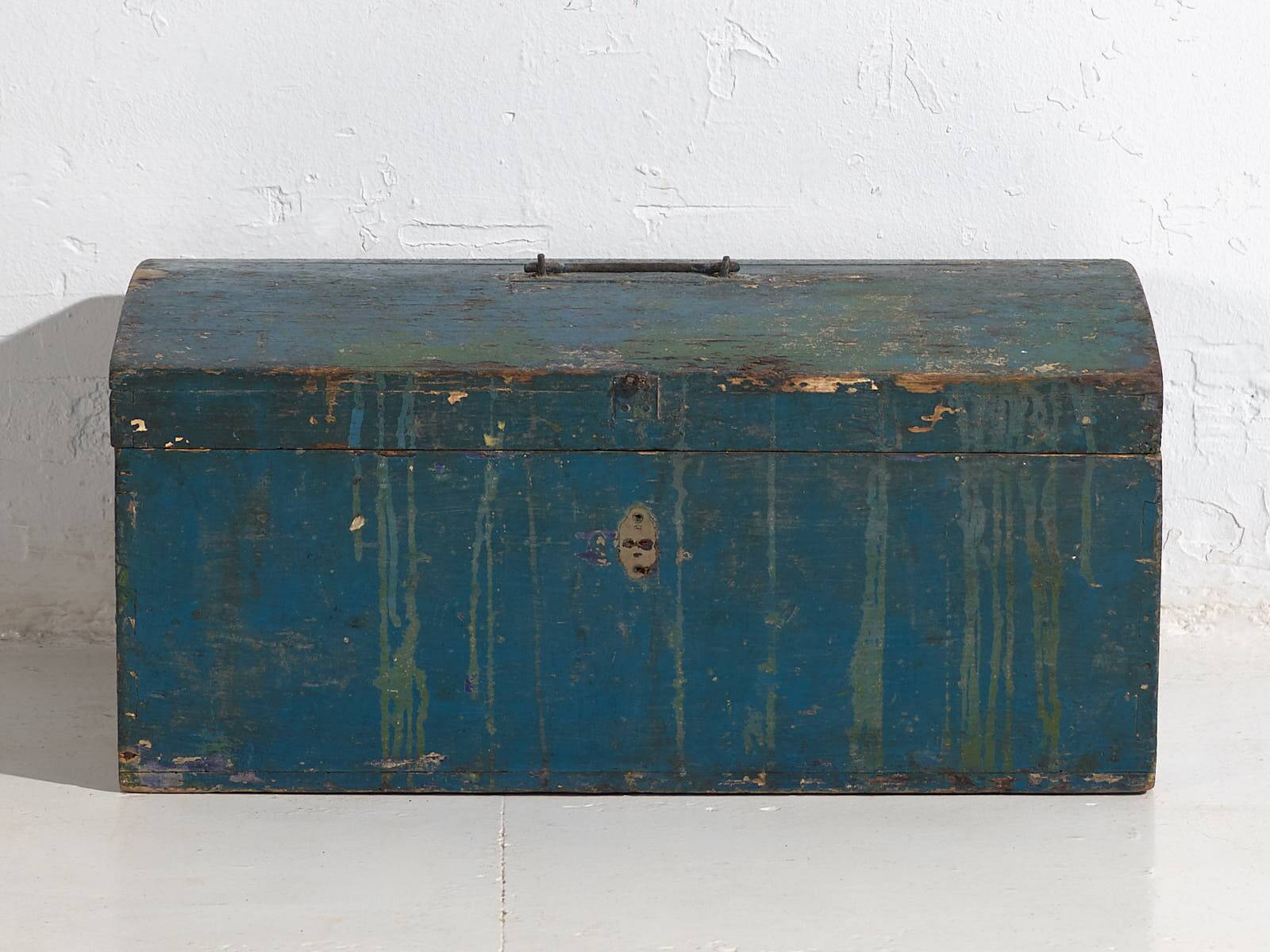 Small antique chest with navy blue patina (c.1920) #68