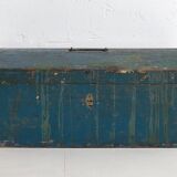 Petit coffre ancien patiné bleu marine (c.1920) #68