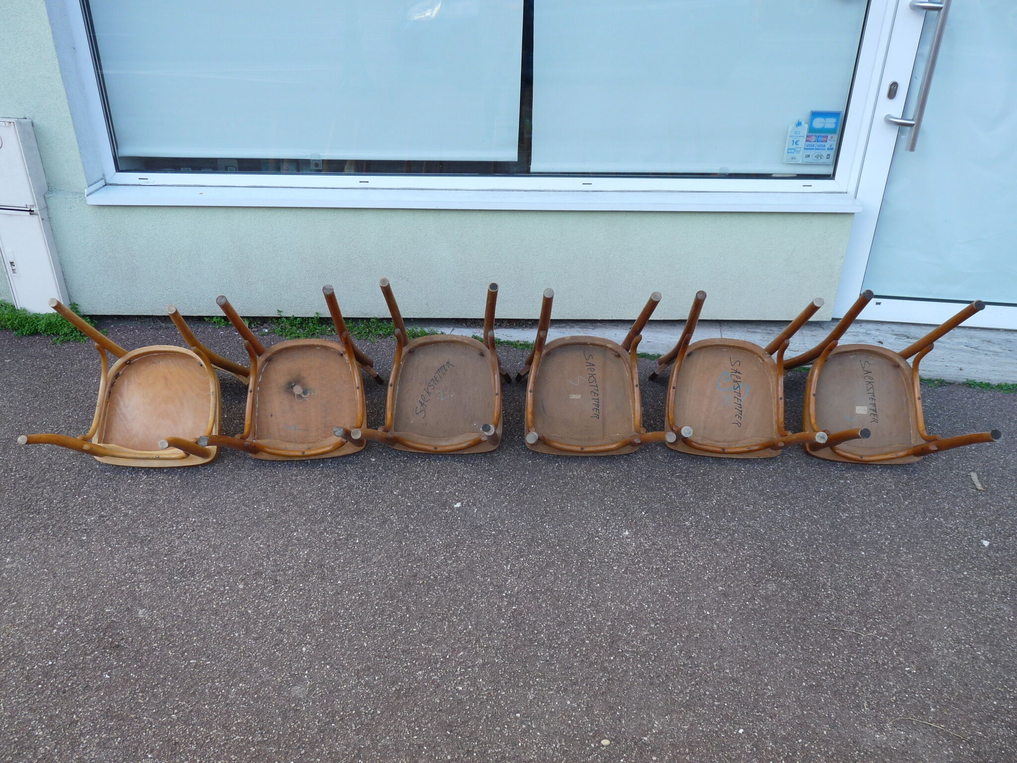 Lot de 6 chaises de bistrot bar en bois