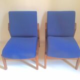 Pair of solid teak armchairs 50s