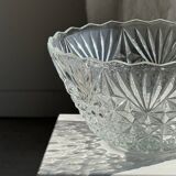 Large glass salad bowl with diamond points D30