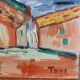 Vintage French painting. Oil on board.