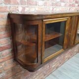 Renovated large walnut art deco hanging display cabinet, 1930s