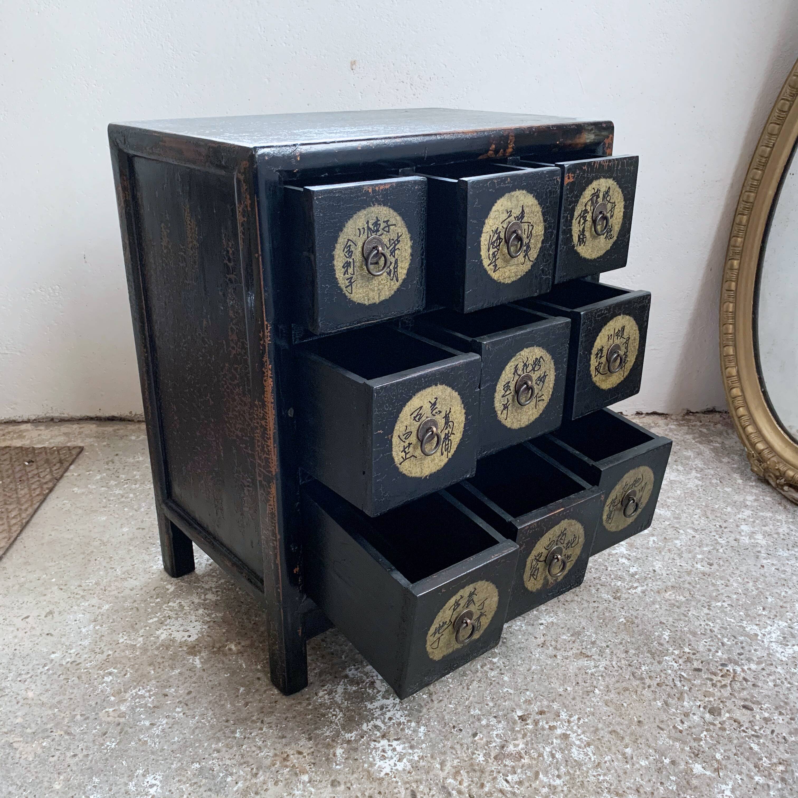 Meuble d'apothicaire 9 tiroirs chinois