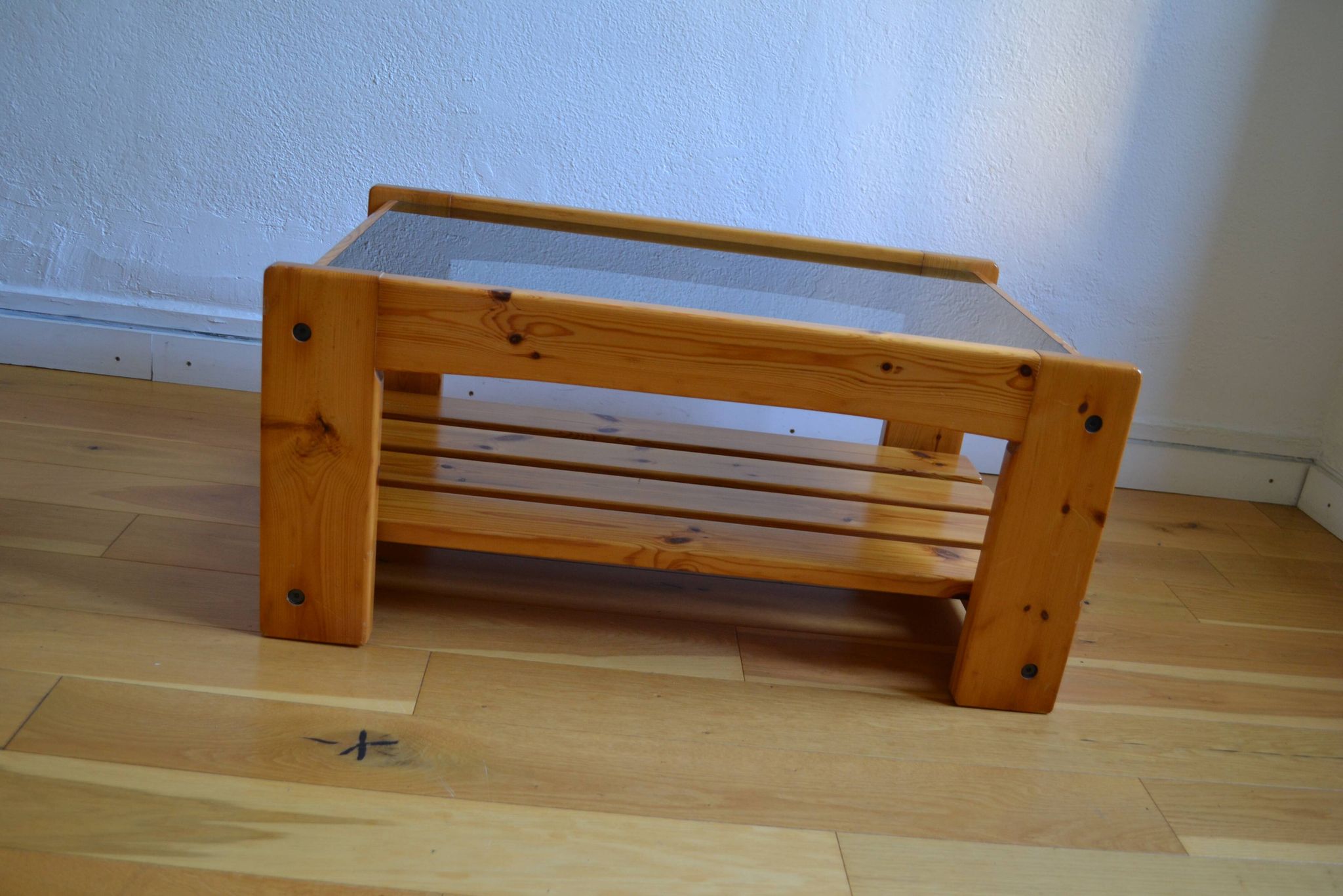 Table basse bois et verre