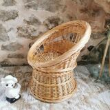 Fauteuil enfant en rotin, Vintage années 70