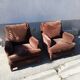 Pair of armchairs year 50 chocolate velvet