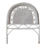 Vintage wicker and rattan headboard, antique peacock furniture for bedroom