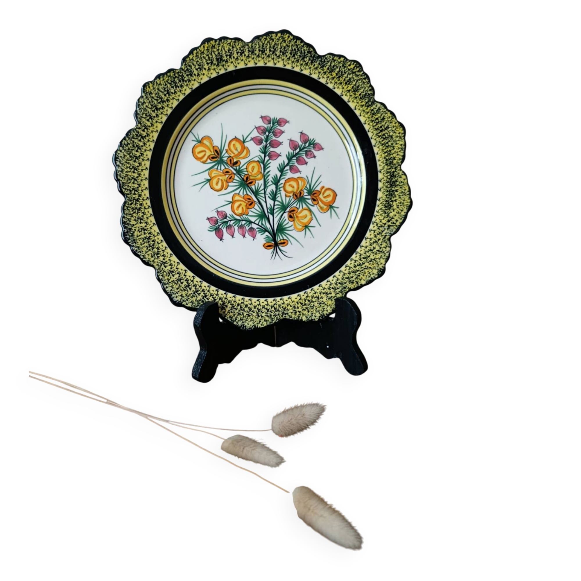 Henriot Quimper wall plate | gorse & heather flowers 1945/70