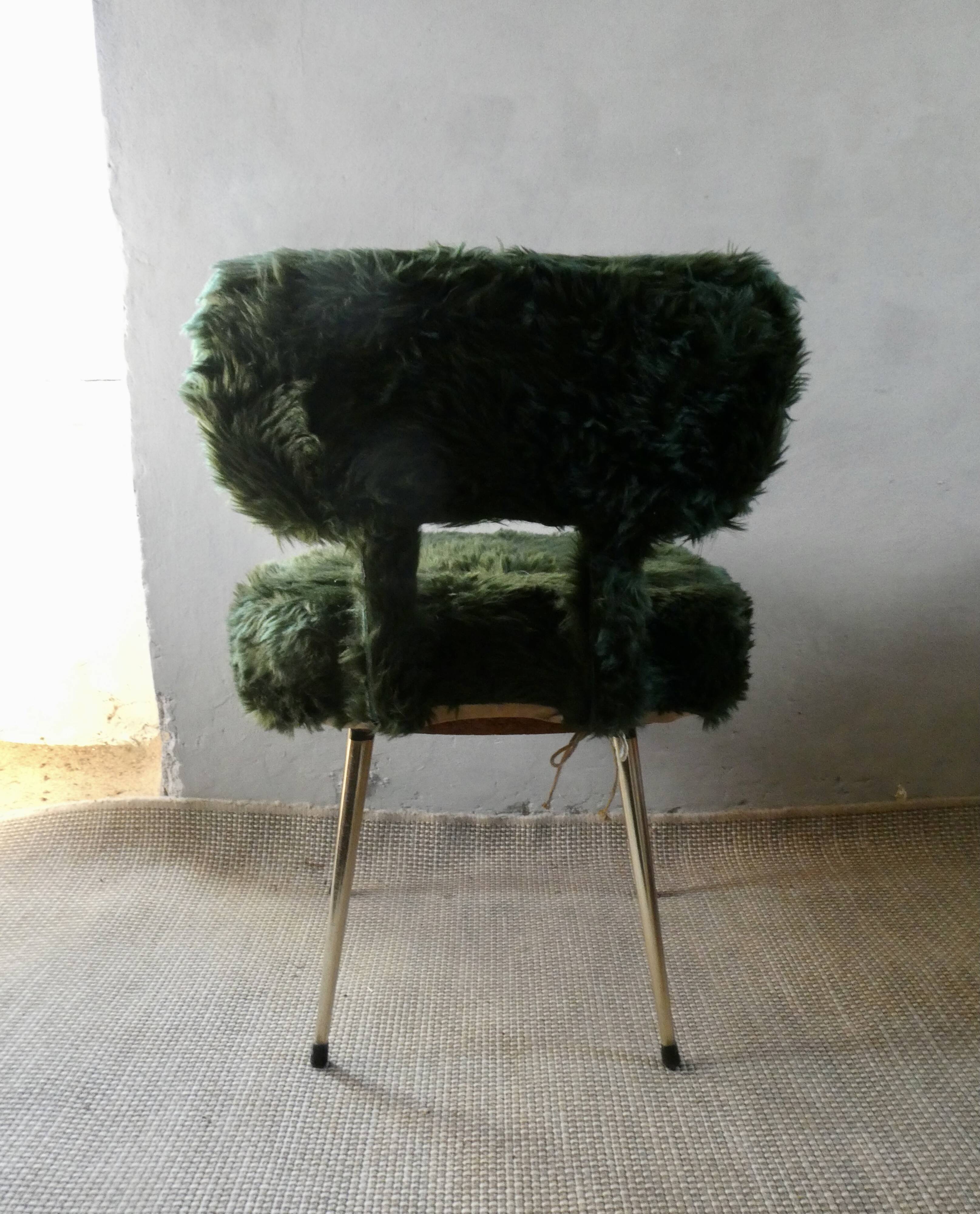 Chair and tripod stool "moumoute" by Pelfran, around 1970.