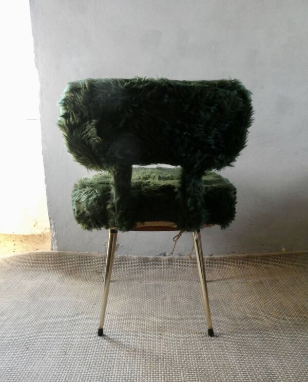 Chaise et tabouret tripode ''moumoute'' marque Pelfran, vers 1970
