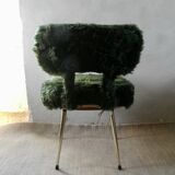 Chair and tripod stool "moumoute" by Pelfran, around 1970.