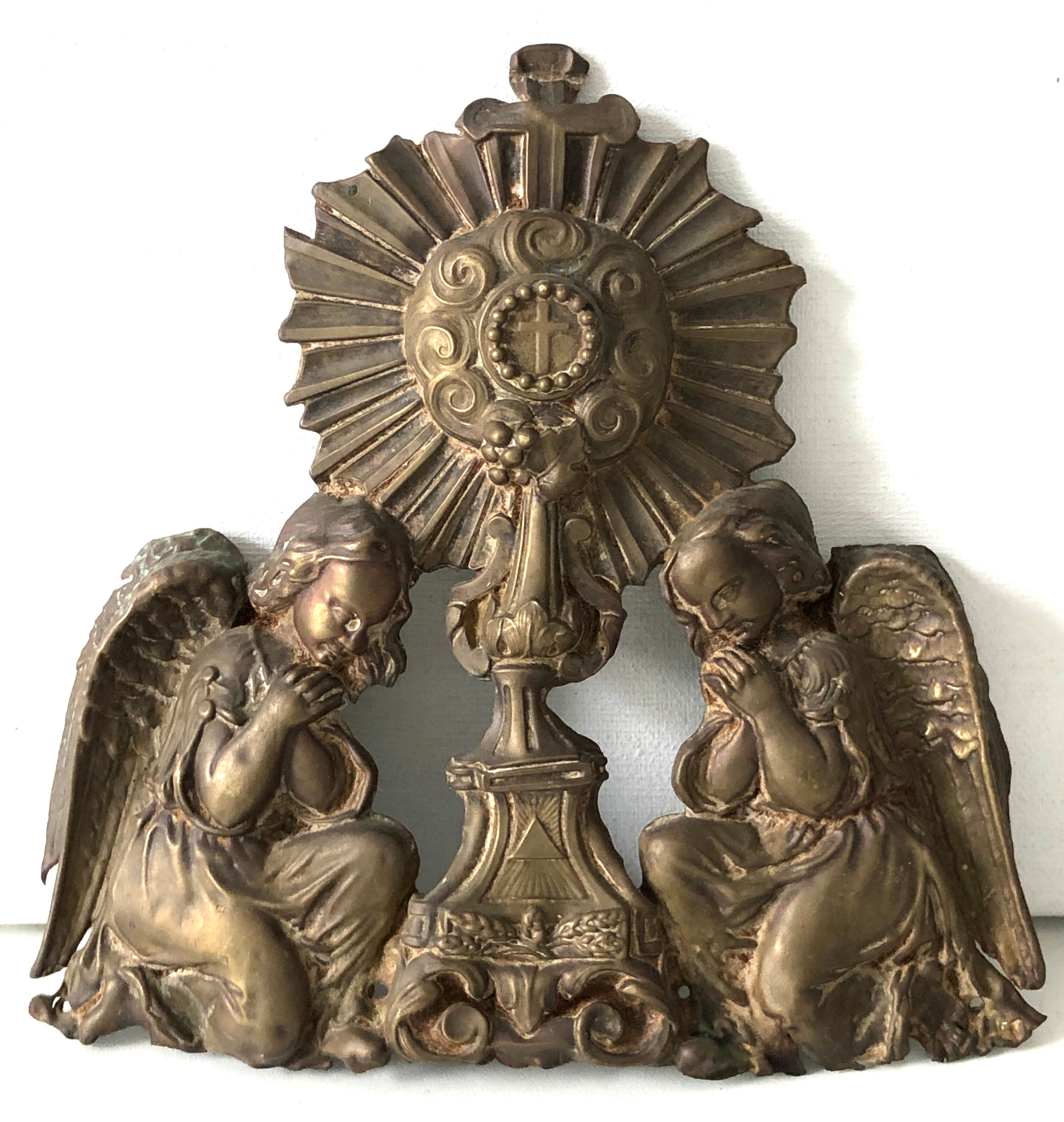 Décoration Religieuse Ancienne Métal Gris