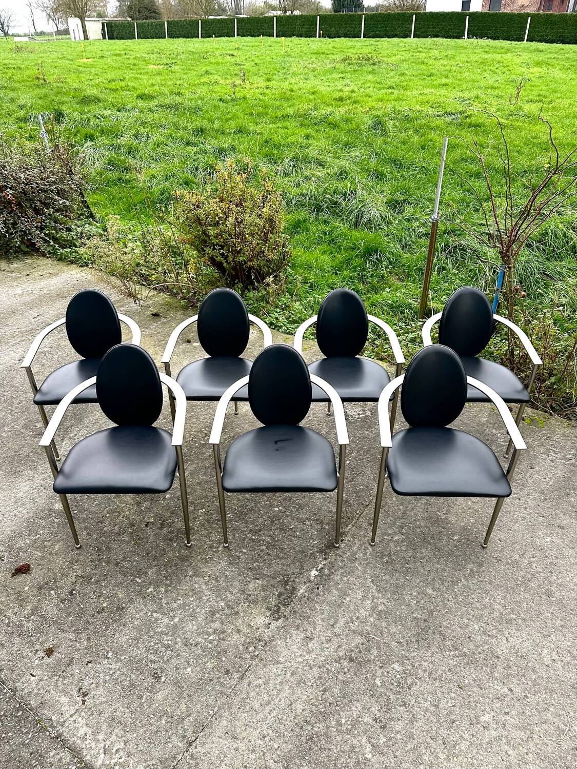 Set of 7 Belgo Chrome chairs from the 1980s