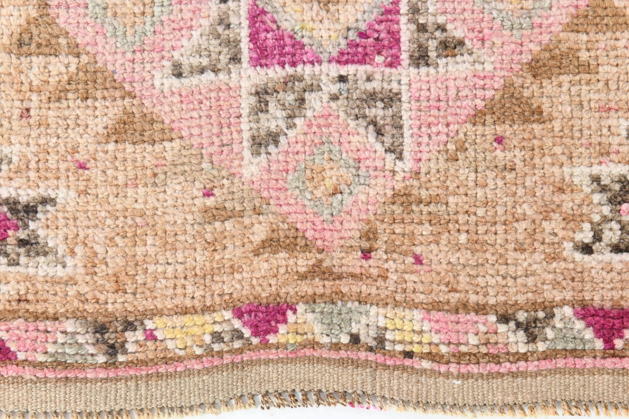3x12 Pink & Cream Turkish Runner Rug, 80x364Cm