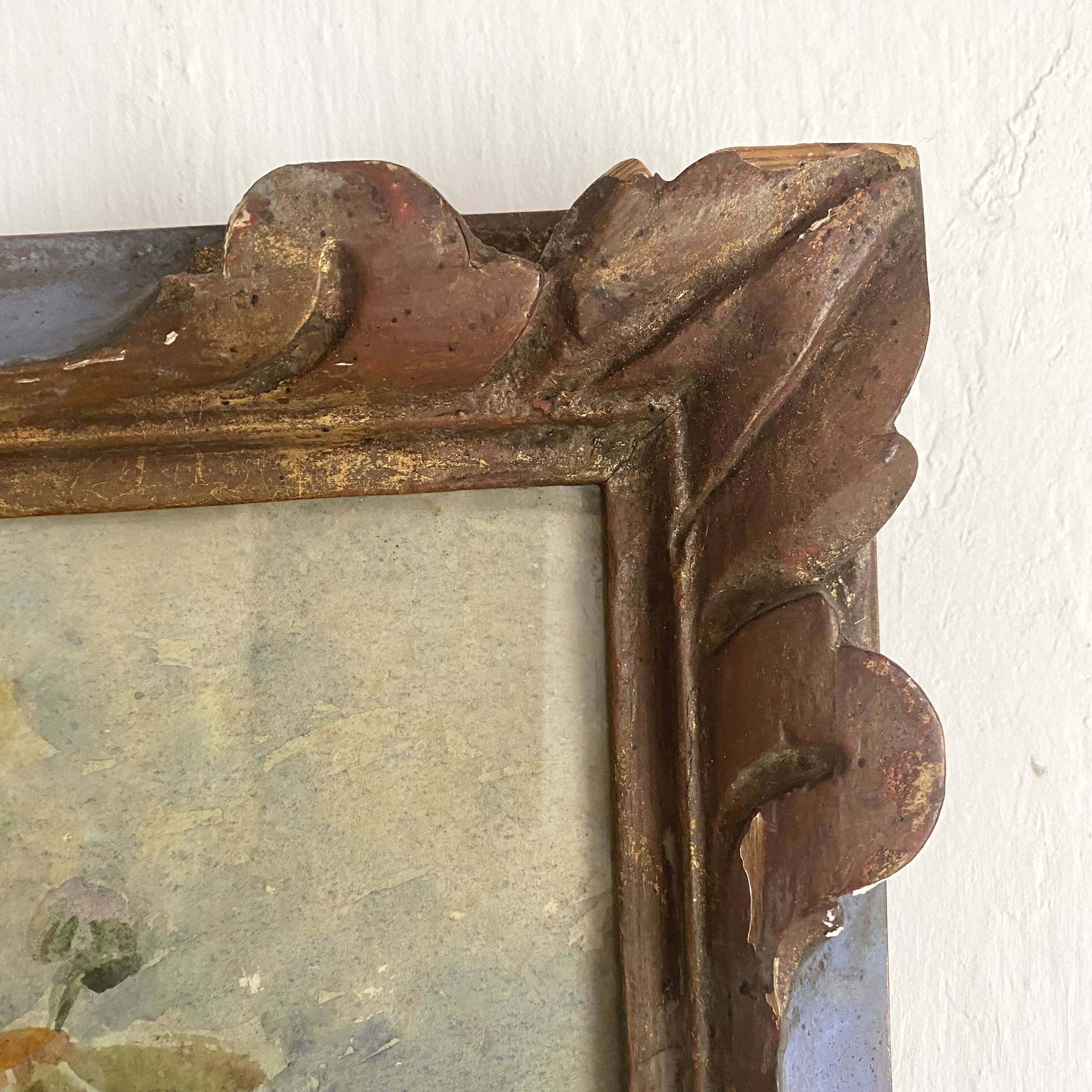 Framed old watercolor flowers M Réginal