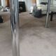 Dining table in chromed steel and smoked glass top, 1969