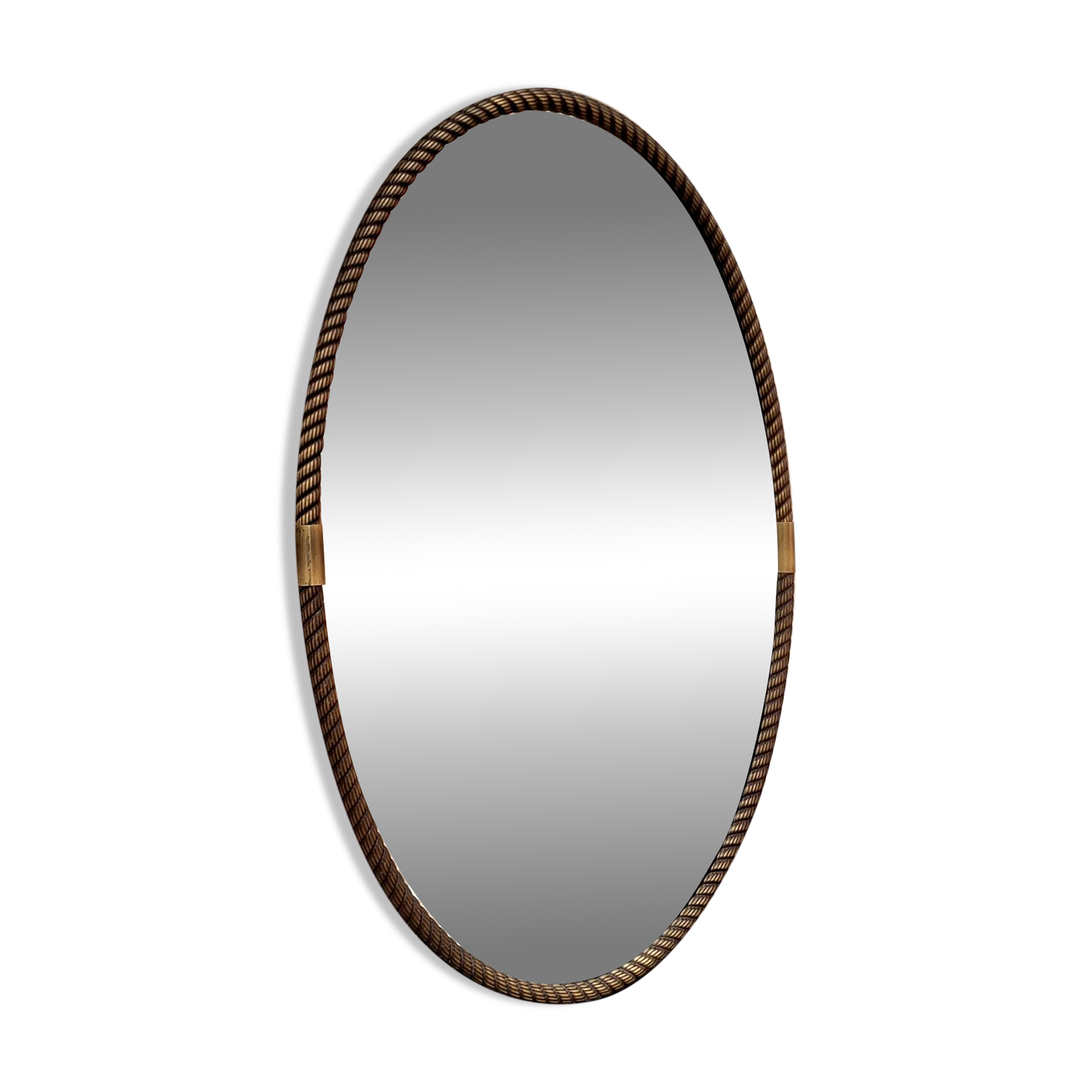 Antique mirror with twisted brass frame from the 60s 70s.