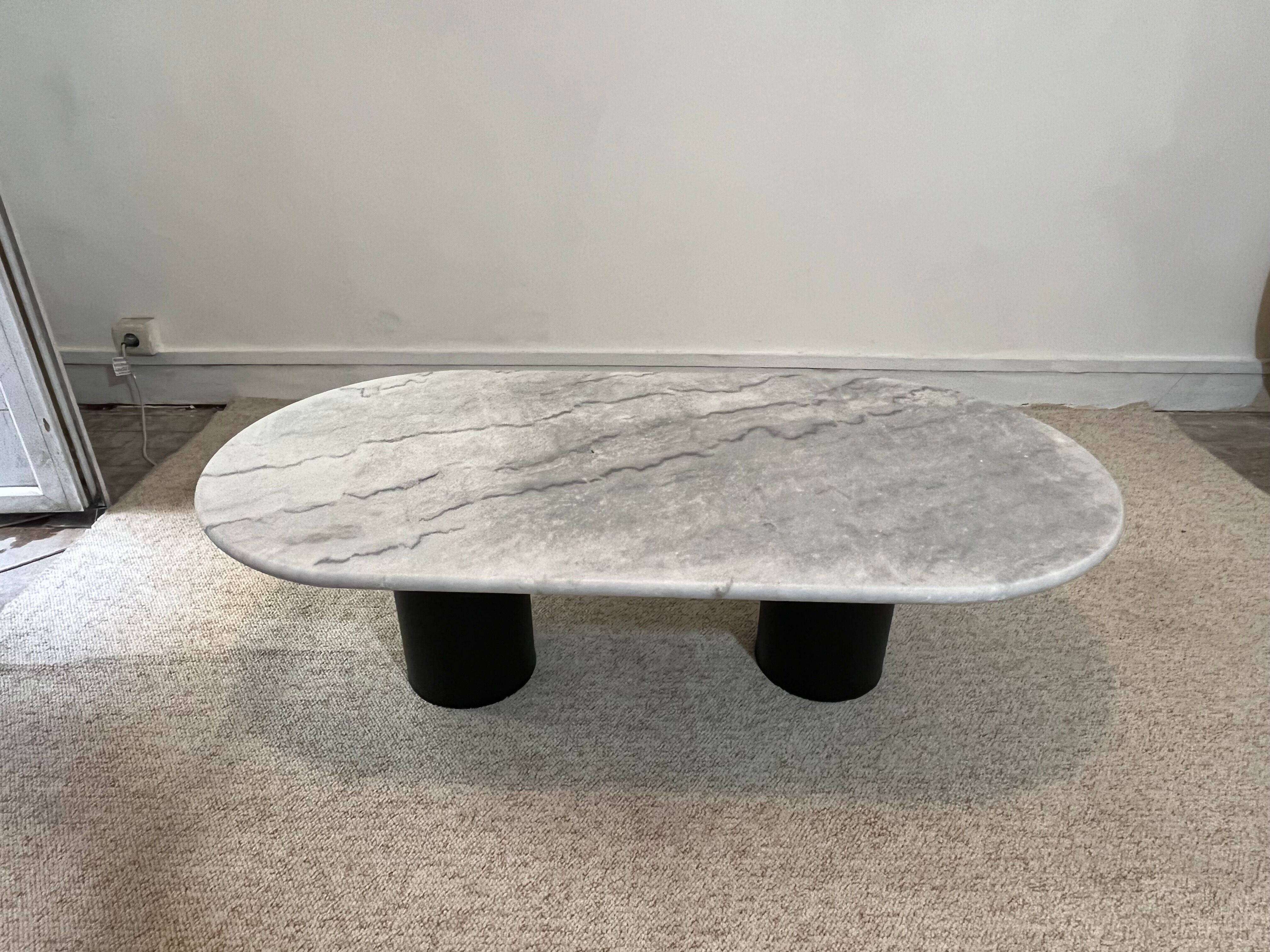 Coffee table marble gray steel foot