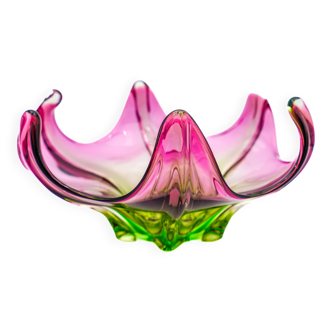 Bicolour crystal bowl "Sommerso" centrepiece in Murano style.