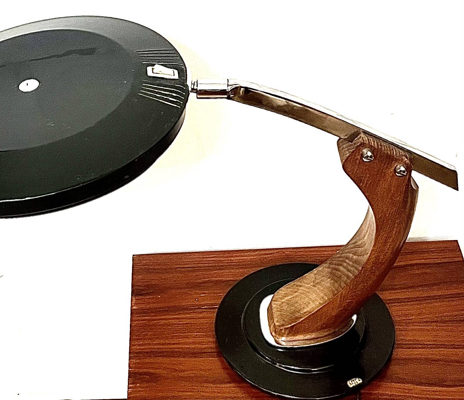 President lamp by Fase – black lacquered edition and Mongoy wood - 1968