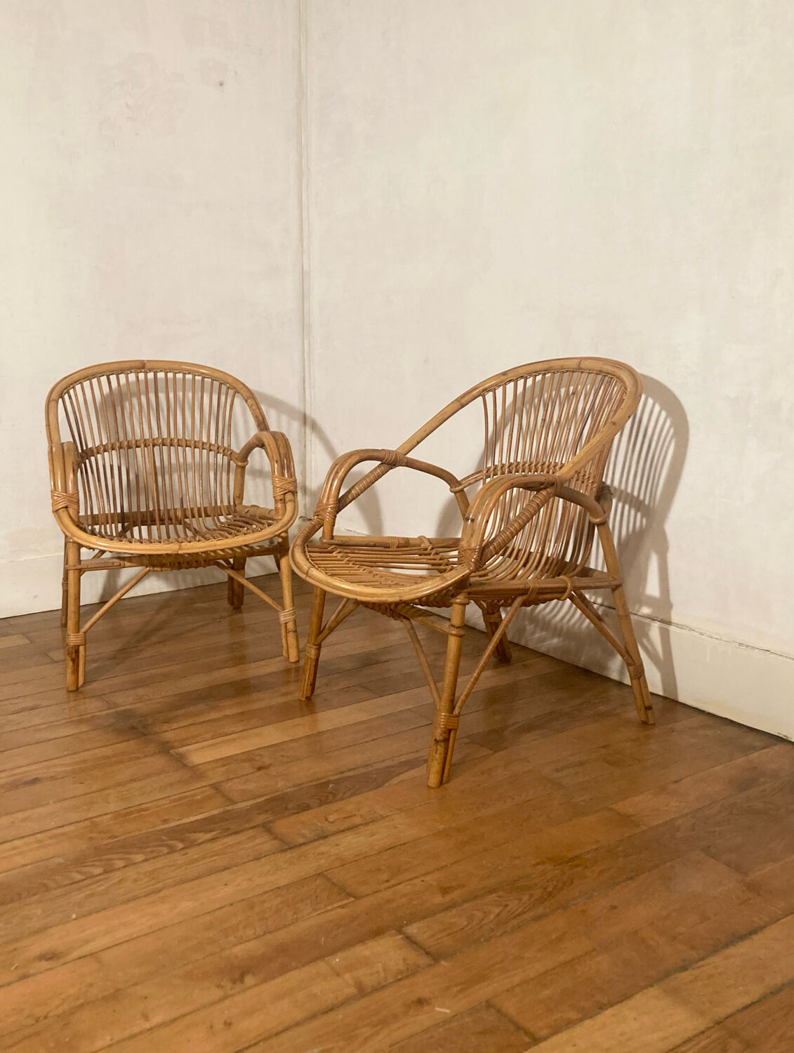 Pair of rattan armchairs