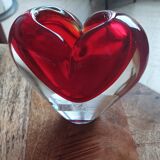 Authentic Murano red heart vase signed