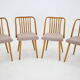 Antonin Suman Set de 4 chaises de salle à manger en chêne, Tchécoslovaquie