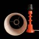 Vintage side lamp in orange painted wood and ribbed fabric shade