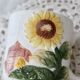 Set of 4 vintage barbotine cups / mugs with polychrome sunflower pattern