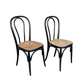 Set of 2 Bistro Chairs Style Thonet Furniture Black Wood and Cane