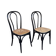 Set of 2 Bistro Chairs Style Thonet Furniture Black Wood and Cane