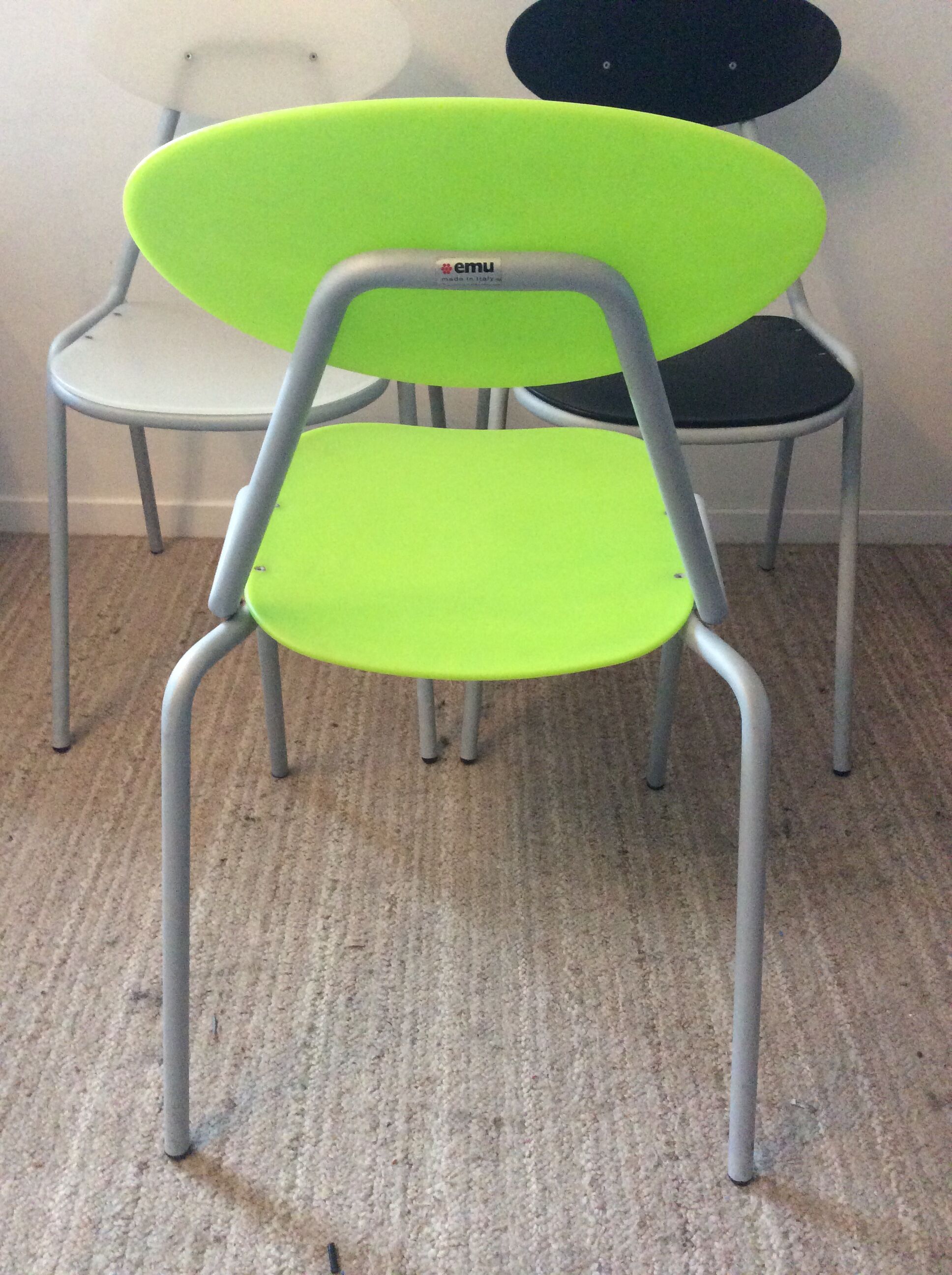 Series of 3 emu italy chairs from the 80s