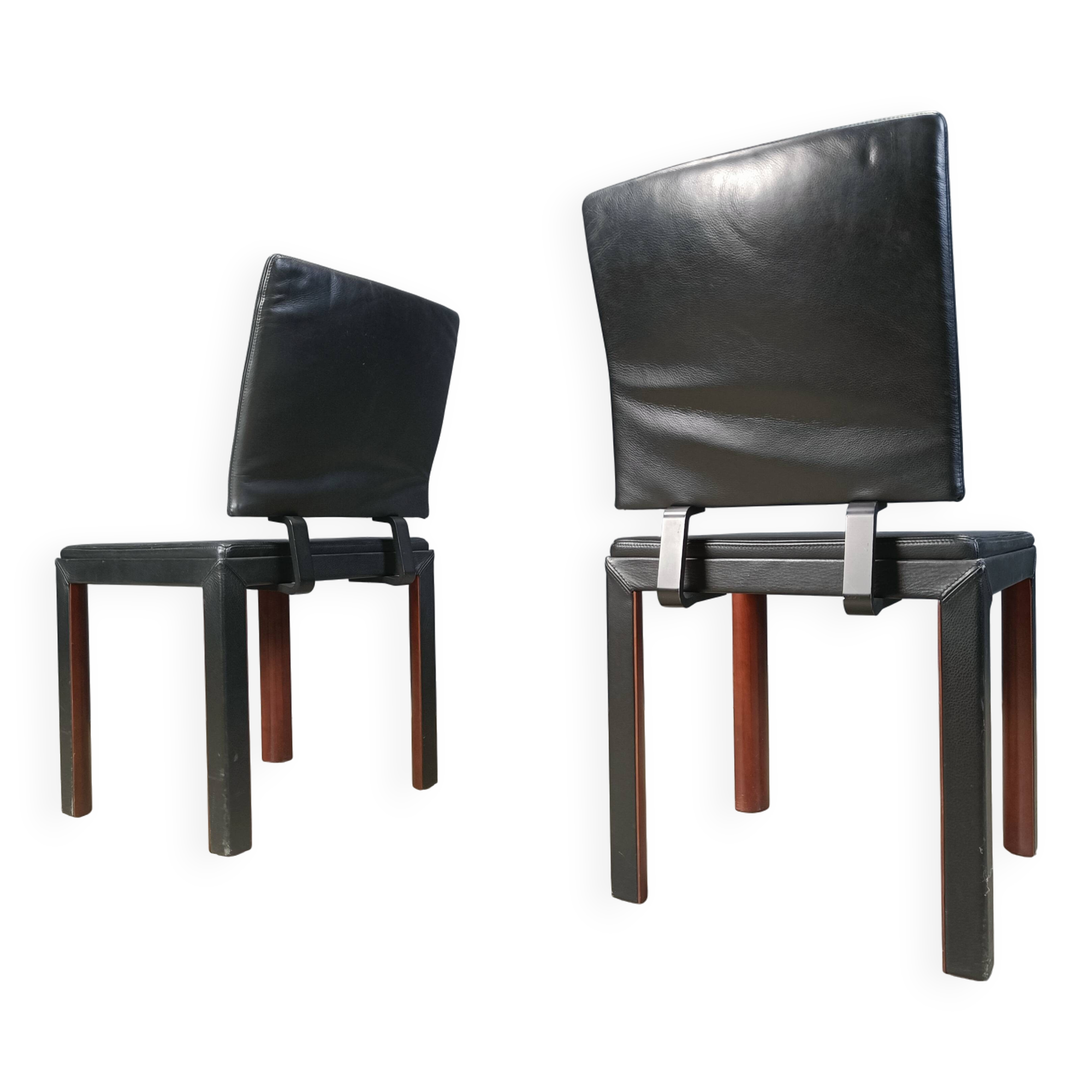 Vintage leather dining chairs by Durlet, 1980s