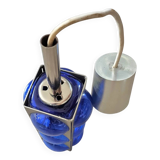 Blue glass / chrome hanging light / 1980s / Temde Swiss
