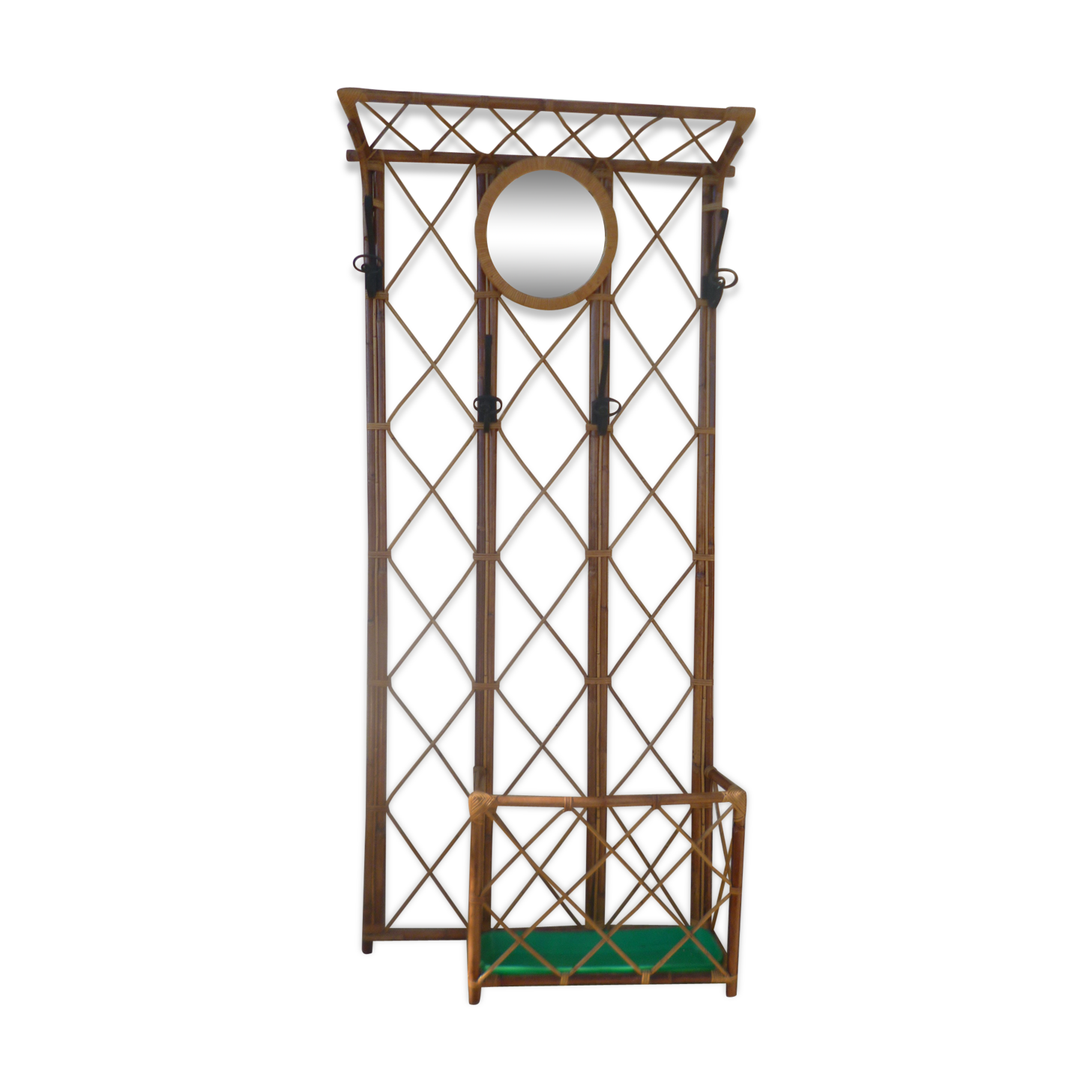 locker room wearing coat hook mirror rattan wicker 1960 1970
