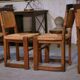 Ensemble de 5 chaises en chêne et jonc dans le goût de Charles Dudouyt 1950’s