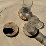 Set of 3 fossilized wooden coasters (clear)
