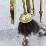 Serviteur de cheminé en bronze doré décor équestre, cheval