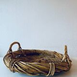 Large round wicker tray