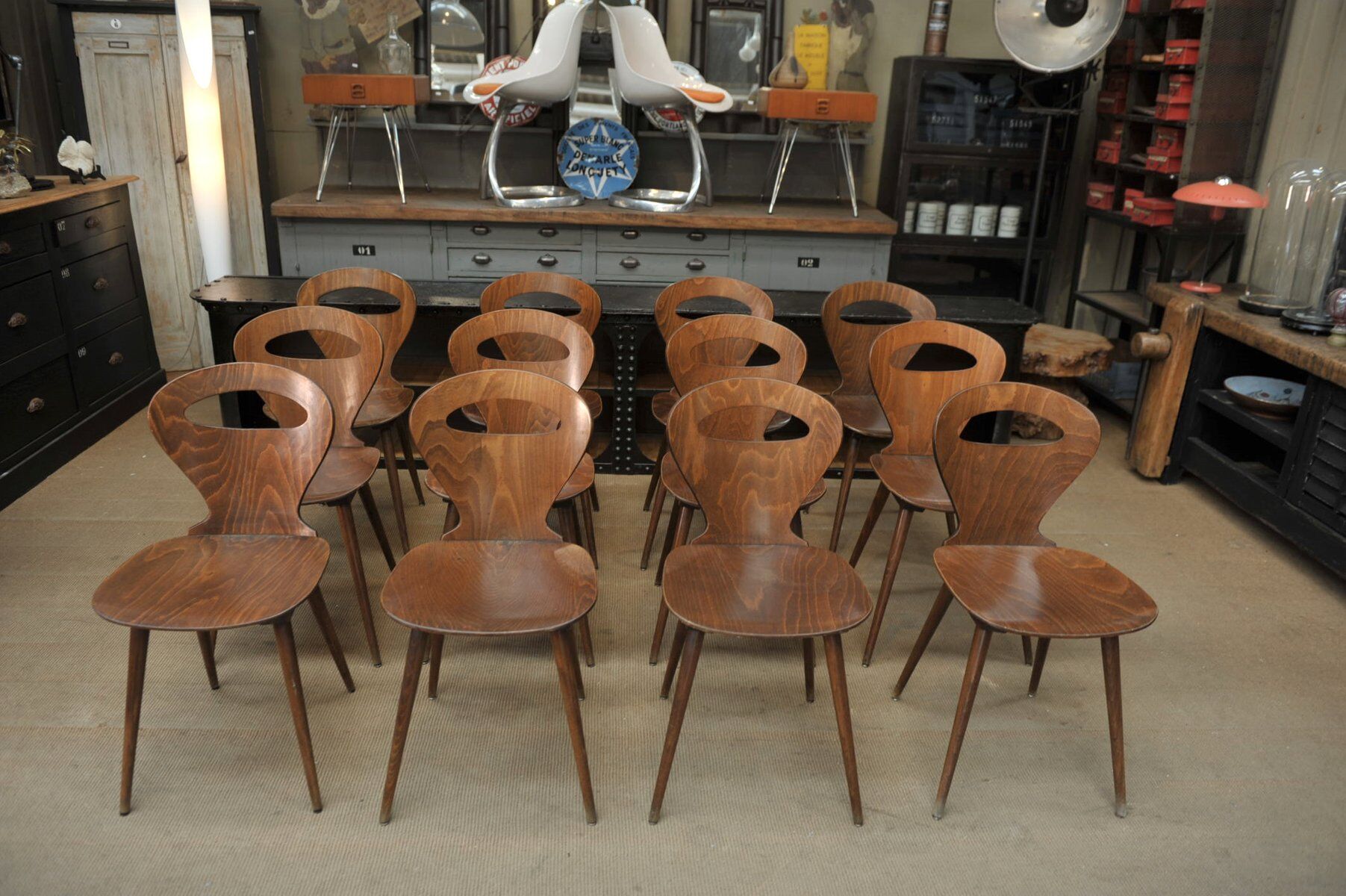 Baumann 1950s curved beech mid-century chair