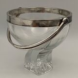 Ice bucket silver metal crystal block 1970