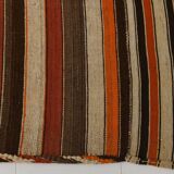 7x8 Multicolor Striped Wool Turkish Kilim Rug, 195x259 Cm