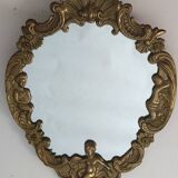 Miroir en bronze doré avec ornement anges