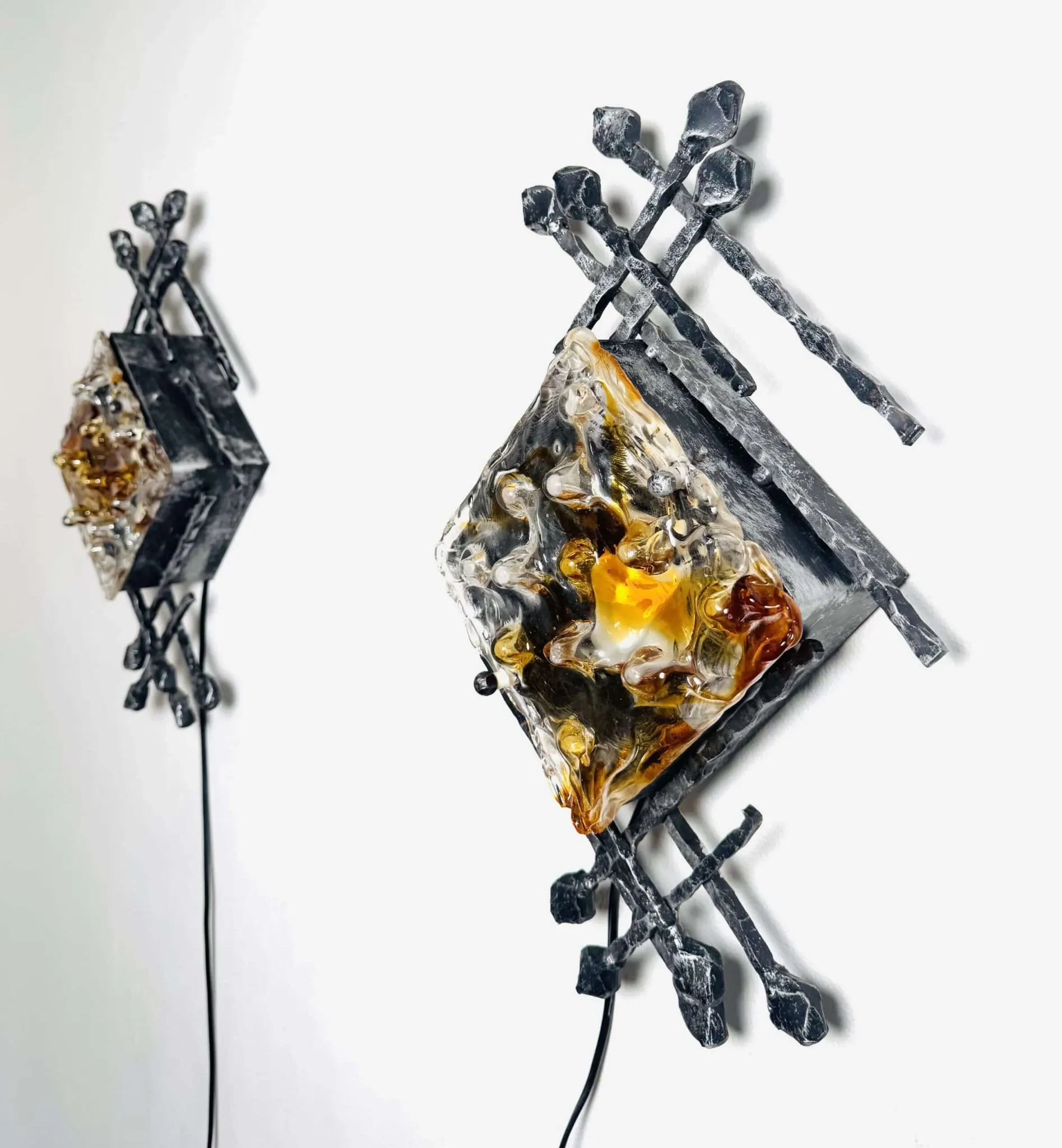 Brutalist Wall Lamps By Tom Ahlström And Hans Ehrlich For A + E Leuchte, Sweden Circa 1960S