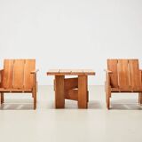 Gerrit Rietveld Pair of Crate Chairs + Table for Cassina 1934/ 1979