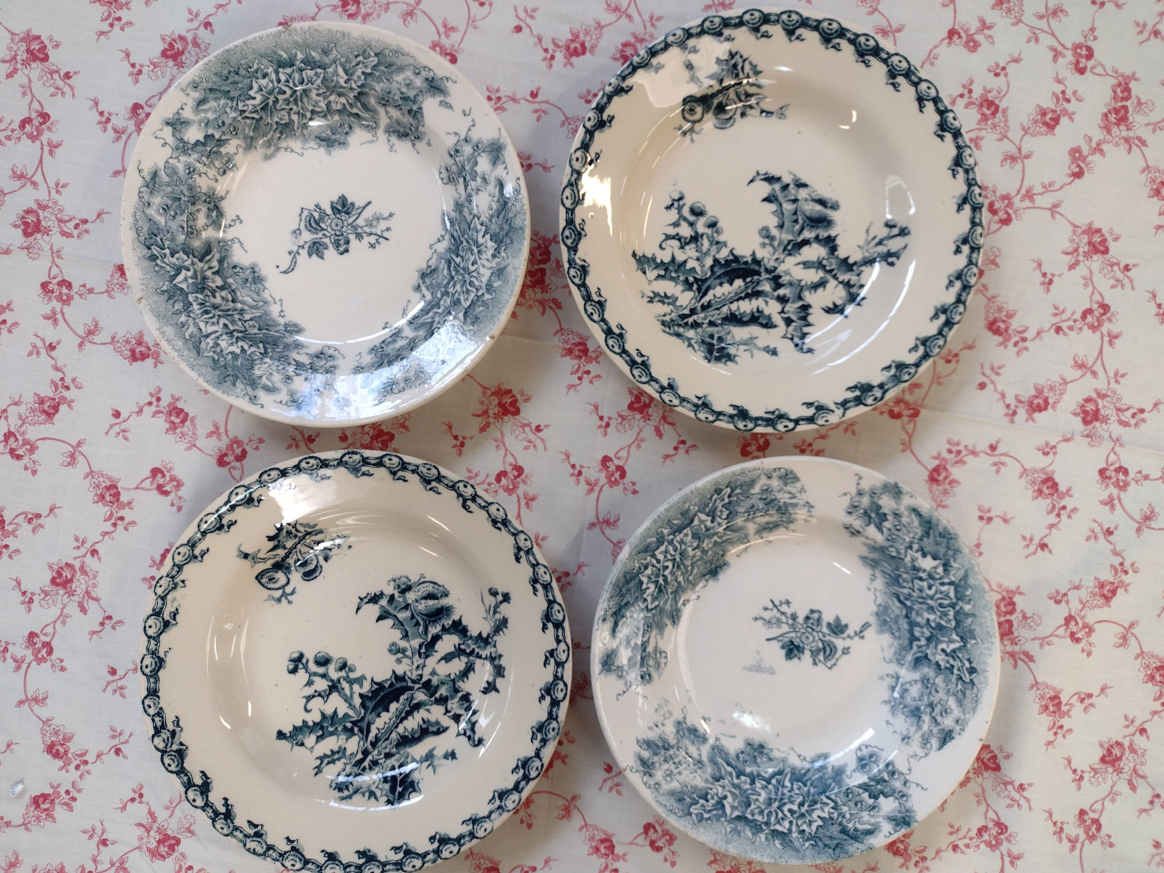 set of 4 hollow plates ter of iron gien and grigny